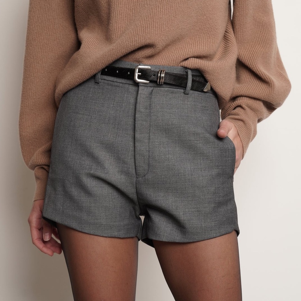 High-Waist Tailored Womens Shorts in Gray